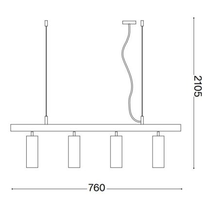 Ideal Lux - LED ljuskrona med textilsladd DYNAMITE 4xGU10/7W/230V CRI 90 svart/mässing