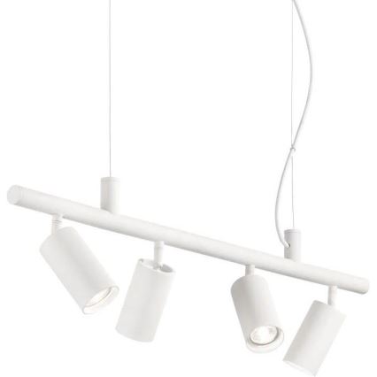 Ideal Lux - LED ljuskrona med textilsladd DYNAMITE 4xGU10/7W/230V CRI 90 vit