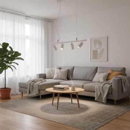Ideal Lux - LED ljuskrona med textilsladd DYNAMITE 4xGU10/7W/230V CRI 90 vit