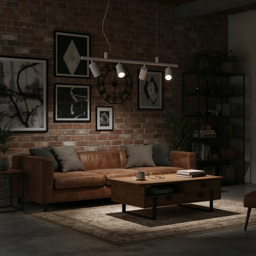Ideal Lux - LED ljuskrona med textilsladd DYNAMITE 4xGU10/7W/230V CRI 90 vit