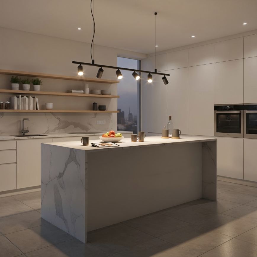 Ideal Lux - LED ljuskrona med textilsladd DYNAMITE 6xGU10/7W/230V CRI 90 svart