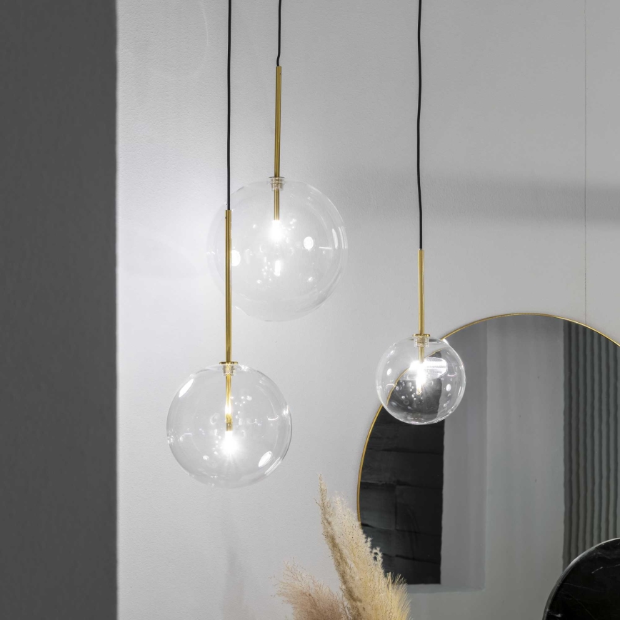 Ideal Lux - LED ljuskrona med textilsladd EQUINOXE 1xG4/2W/230V diameter 15 cm mässing/genomskinlig