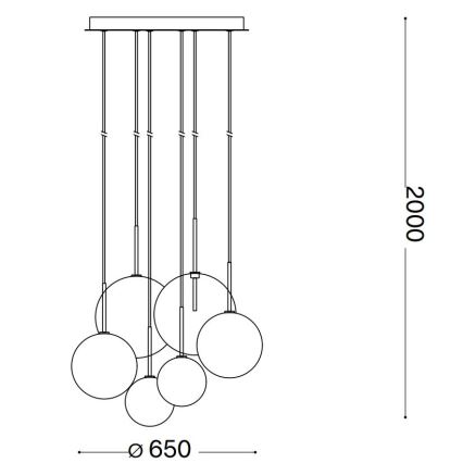 Ideal Lux - LED ljuskrona med textilsladd EQUINOXE 6xG4/2W/230V diameter 65 cm mässing/genomskinlig