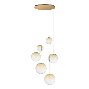 Ideal Lux - LED ljuskrona med textilsladd EQUINOXE 6xG4/2W/230V diameter 65 cm mässing/rökig