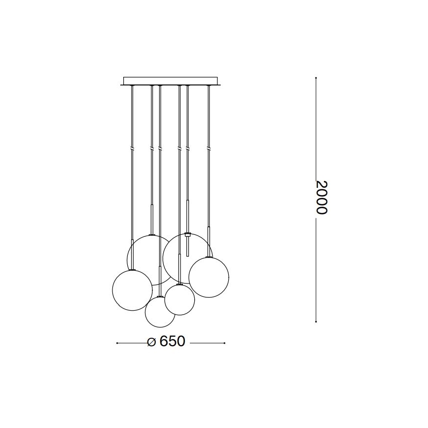 Ideal Lux - LED ljuskrona med textilsladd EQUINOXE 6xG4/2W/230V diameter 65 cm mässing/rökig