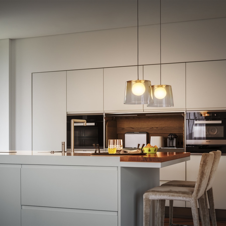 Ideal Lux - LED ljuskrona med textilsladd FADE 1xG9/3W/230V diameter 27,3 cm guld/rökig