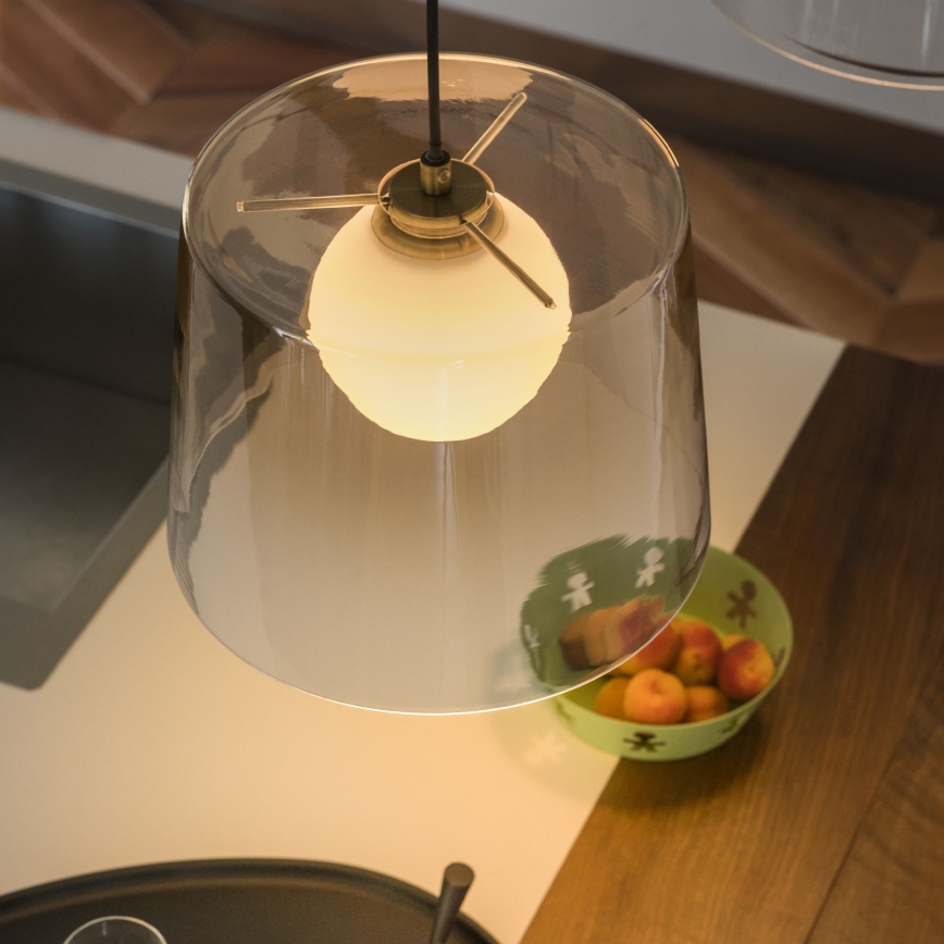 Ideal Lux - LED ljuskrona med textilsladd FADE 1xG9/3W/230V diameter 27,3 cm guld/rökig