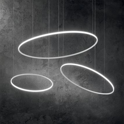 Ideal Lux - LED ljuskrona med textilsladd HULAHOOP LED/28W/230V 3000K diameter 61 cm CRI 90 vit