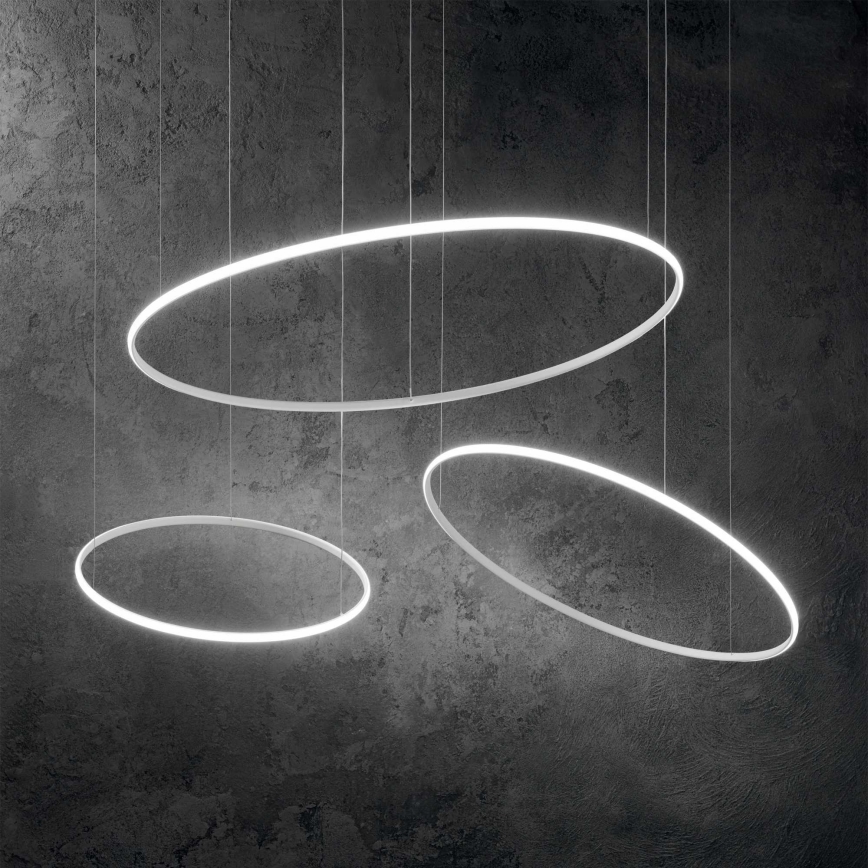 Ideal Lux - LED ljuskrona med textilsladd HULAHOOP LED/46W/230V 3000K diameter 100 cm CRI 90 vit