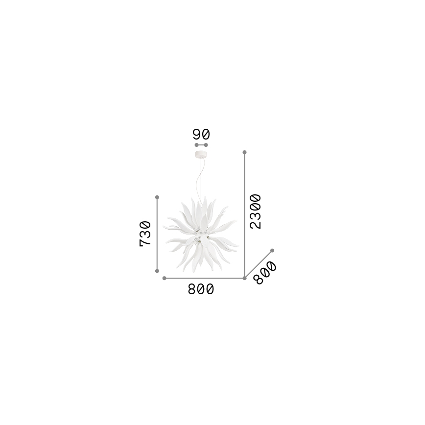 Ideal Lux - LED ljuskrona med textilsladd LEAVES 12xG9/3W/230V diameter 80 cm vit