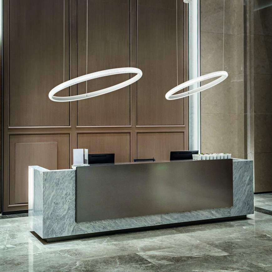 Ideal Lux - LED ljuskrona med textilsladd MIRACLE LED/37W/230V diameter 60 cm CRI 90 matt krom