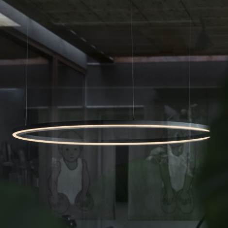 Ideal Lux - LED ljuskrona med textilsladd ORACLE SLIM LED/32W/230V diameter 50 cm svart