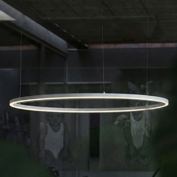 Ideal Lux - LED ljuskrona med textilsladd ORACLE SLIM LED/89W/230V 3000K diameter 150 cm vit