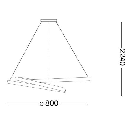 Ideal Lux - LED ljuskrona med textilsladd OZ LED/52W/230V diameter 80 cm CRI 90 svart