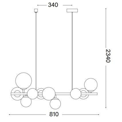 Ideal Lux - LED ljuskrona med textilsladd PERLAGE 10xG9/3W/230V 81 cm svart/rökig