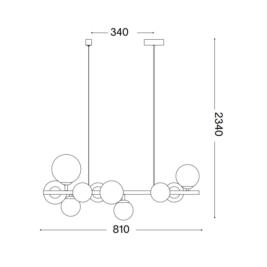 Ideal Lux - LED ljuskrona med textilsladd PERLAGE 10xG9/3W/230V 81 cm svart/rökig