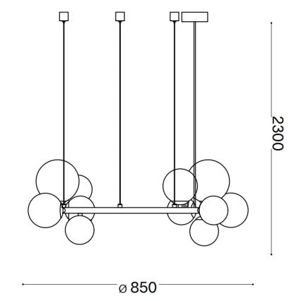 Ideal Lux - LED ljuskrona med textilsladd PERLAGE 14xG9/3W/230V diameter 85 cm guld/rökig