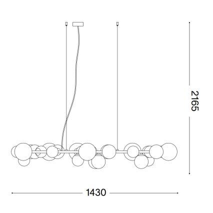 Ideal Lux - LED ljuskrona med textilsladd PERLAGE 30xG9/3W/230V diameter 143 cm svart/rökig