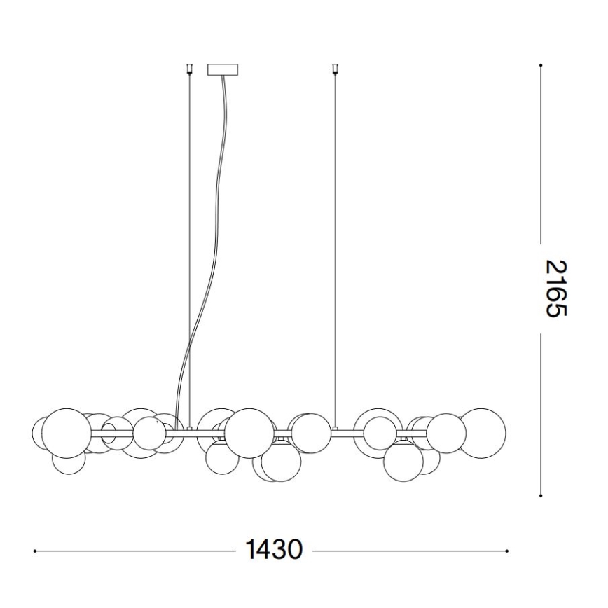 Ideal Lux - LED ljuskrona med textilsladd PERLAGE 30xG9/3W/230V diameter 143 cm svart/rökig