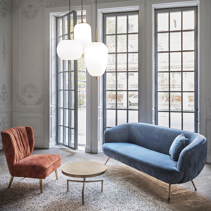 Ideal Lux - LED ljuskrona med textilsladd UMILE LED/20W/230V diameter 22 cm CRI 90 mässing/vit