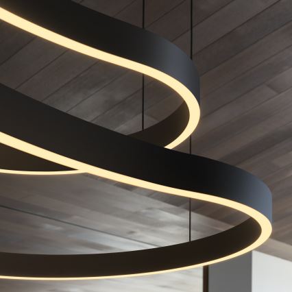 Ideal Lux - LED ljuskrona med textilsladd WAVES LED/37W/230V CRI 90 svart