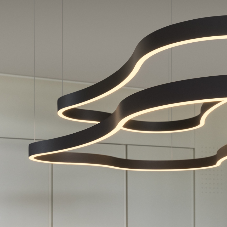 Ideal Lux - LED ljuskrona med textilsladd WAVES LED/54W/230V CRI 90 svart