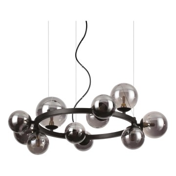 Ideal Lux - LED-ljuskrona med vajer PERLAGE 11xG9/3W/230V Ø 73 cm svart/rökfärgad