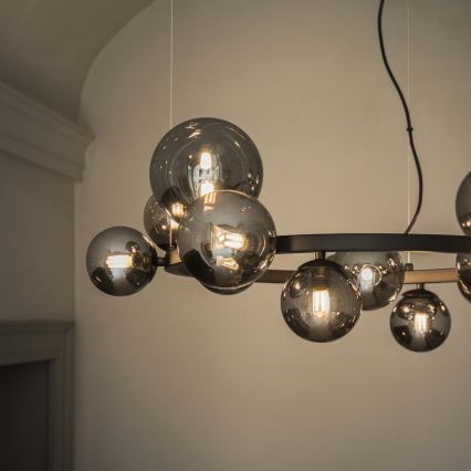 Ideal Lux - LED-ljuskrona med vajerupphängning PERLAGE 25xG9/3W/230V 110 cm svart/röksvart