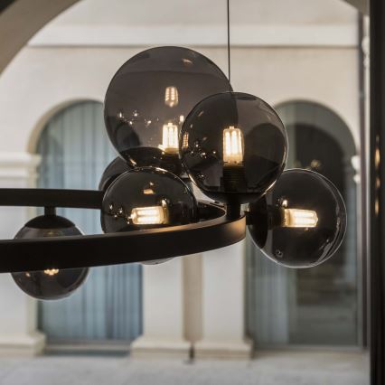 Ideal Lux - LED-ljuskrona med vajerupphängning PERLAGE 25xG9/3W/230V 110 cm svart/röksvart