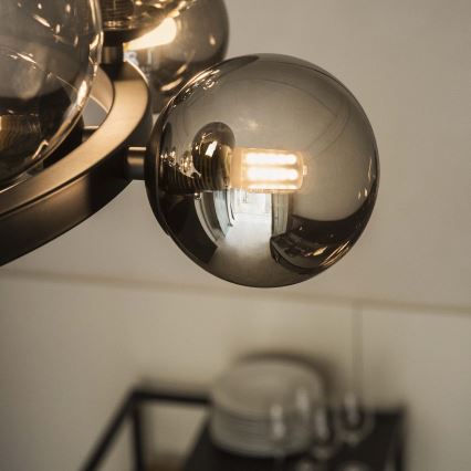 Ideal Lux - LED-ljuskrona med vajerupphängning PERLAGE 25xG9/3W/230V 110 cm svart/röksvart
