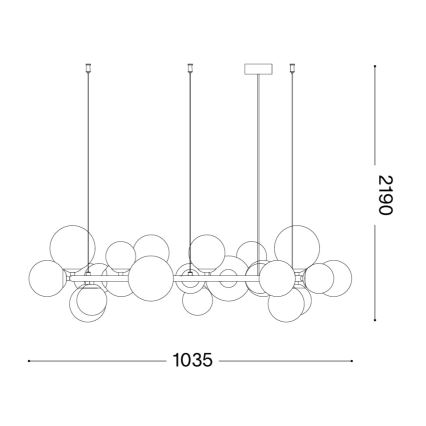 Ideal Lux - LED-ljuskrona med vajerupphängning PERLAGE 25xG9/3W/230V 110 cm svart/röksvart