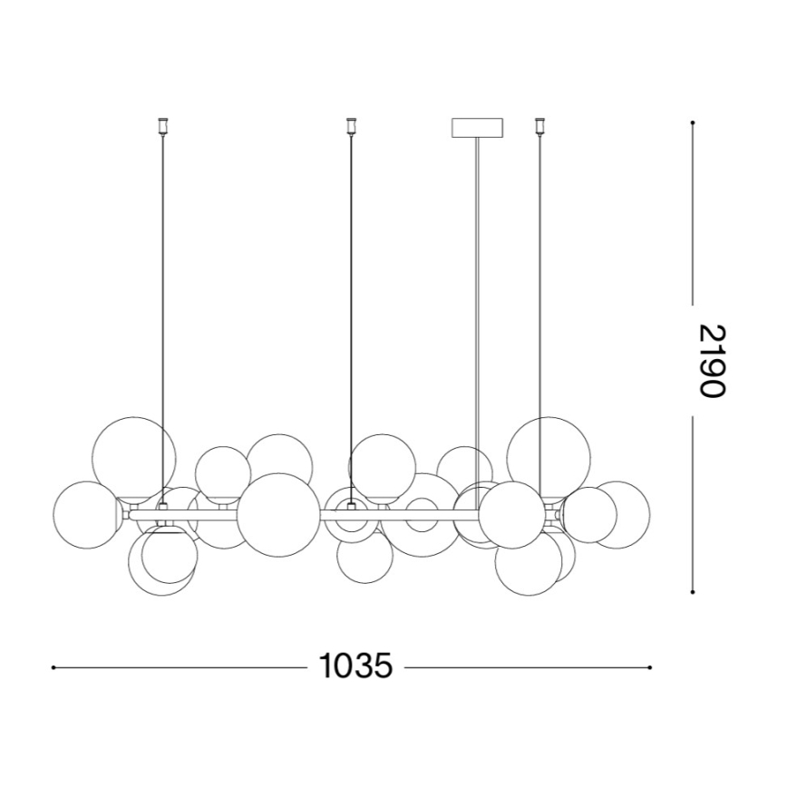 Ideal Lux - LED-ljuskrona med vajerupphängning PERLAGE 25xG9/3W/230V 110 cm svart/röksvart