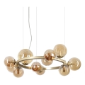 Ideal Lux - LED-ljuskrona på kabel PERLAGE 11xG9/3W/230V Ø 73 cm guld/rökbeige