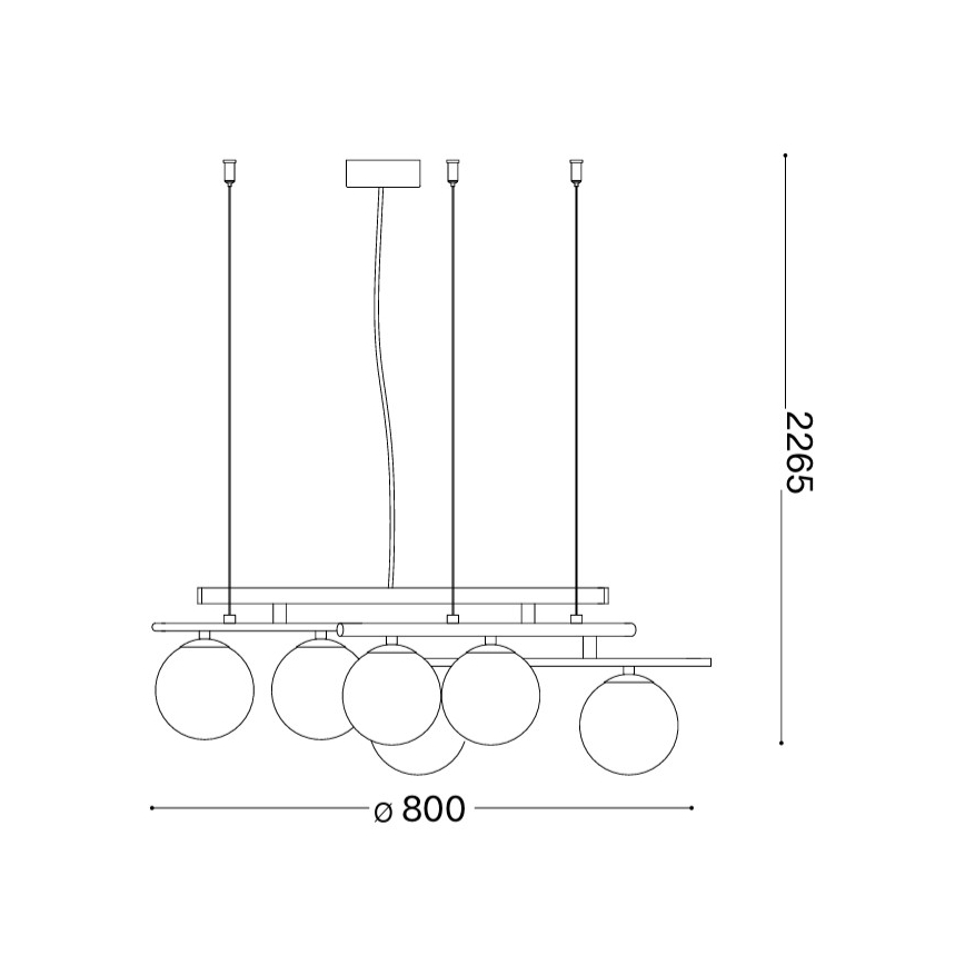 Ideal Lux - LED-ljuskrona på vajer ATLAS 6xG9/3W/230V svart