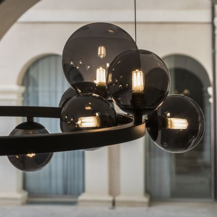 Ideal Lux - LED-ljuskrona med vajer PERLAGE 11xG9/3W/230V Ø 73 cm svart/rökfärgad