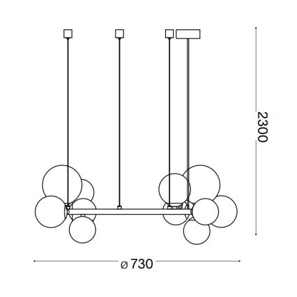 Ideal Lux - LED-ljuskrona med vajer PERLAGE 11xG9/3W/230V Ø 73 cm svart/rökfärgad