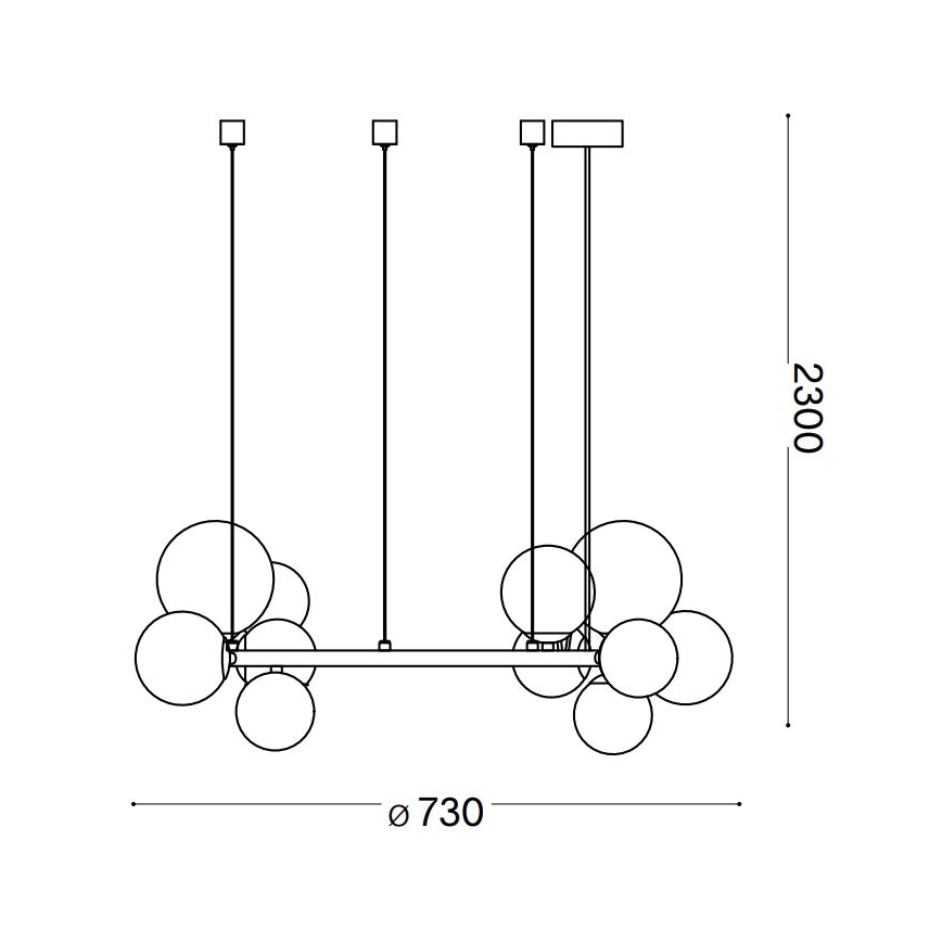 Ideal Lux - LED-ljuskrona med vajer PERLAGE 11xG9/3W/230V Ø 73 cm svart/rökfärgad
