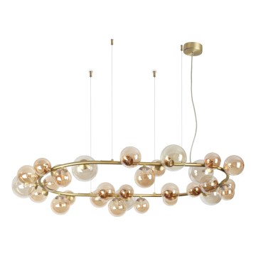 Ideal Lux - LED-ljuskrona på vajer PERLAGE 30xG9/3W/230V, 143 cm, guld/rökbeige