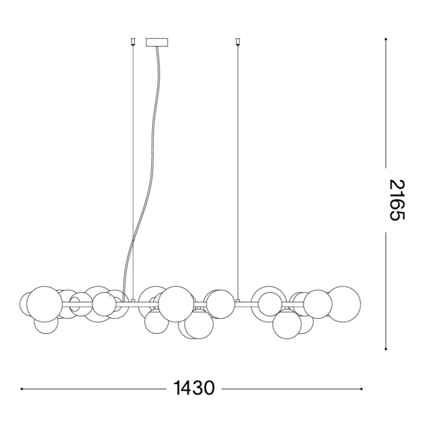 Ideal Lux - LED-ljuskrona på vajer PERLAGE 30xG9/3W/230V, 143 cm, guld/rökbeige