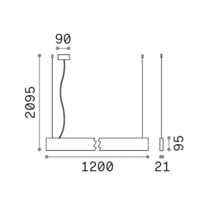 Ideal Lux - LED ljuskrona på vajer STEEL LED/29W/230V 4000K CRI 90 120 cm svart