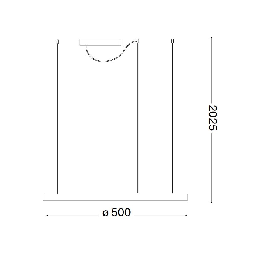 Ideal Lux - LED ljusreglerad ljuskrona på textilsladd ORACLE SLIM LED/28W/230V 4000K diameter 50 cm CRI 90 svart
