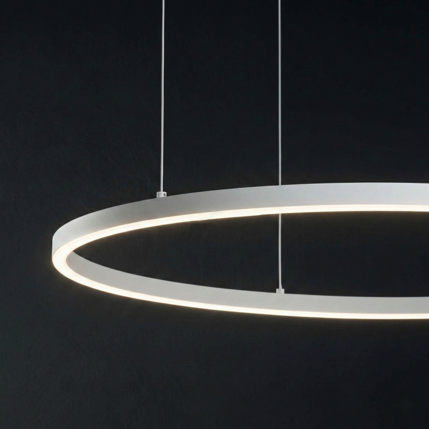 Ideal Lux - LED ljusreglerad ljuskrona på textilsladd ORACLE SLIM LED/28W/230V 4000K diameter 50 cm CRI 90 vit