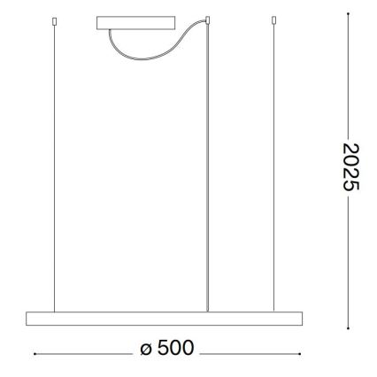 Ideal Lux - LED ljusreglerad ljuskrona på textilsladd ORACLE SLIM LED/28W/230V 4000K diameter 50 cm CRI 90 vit