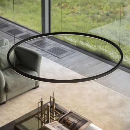 Ideal Lux - LED ljusreglerad ljuskrona på textilsladd ORACLE SLIM LED/40W/230V 4000K diameter 70 cm CRI 90 svart