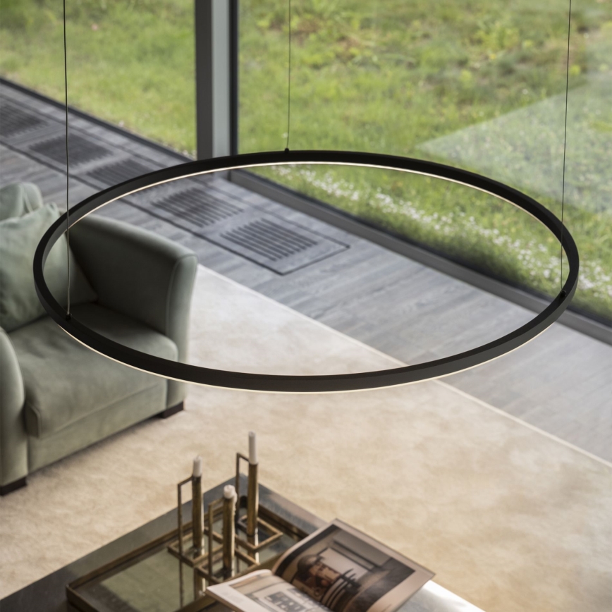 Ideal Lux - LED ljusreglerad ljuskrona på textilsladd ORACLE SLIM LED/40W/230V 4000K diameter 70 cm CRI 90 svart