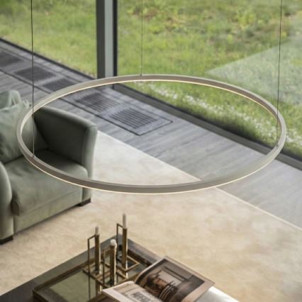 Ideal Lux - LED ljusreglerad ljuskrona på textilsladd ORACLE SLIM LED/40W/230V 4000K diameter 70 cm CRI 90 vit