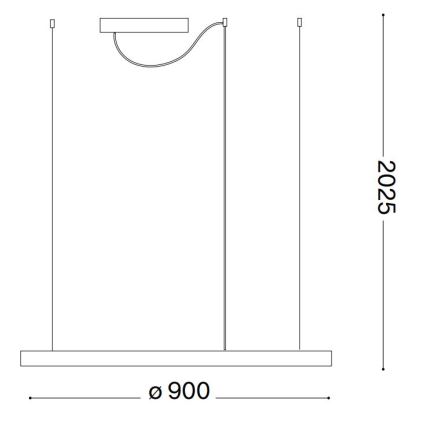 Ideal Lux - LED ljusreglerad ljuskrona på textilsladd ORACLE SLIM LED/42W/230V 4000K diameter 90 cm CRI 90 vit