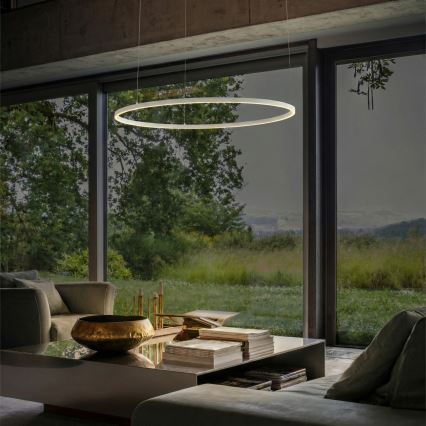 Ideal Lux - LED ljusreglerad ljuskrona på textilsladd ORACLE SLIM LED/83W/230V 4000K diameter 150 cm CRI 90 vit