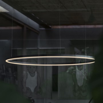 Ideal Lux - LED ljusreglerad ljuskrona på textilsladd ORACLE SLIM LED/83W/230V 4000K diameter 150 cm CRI 90 svart