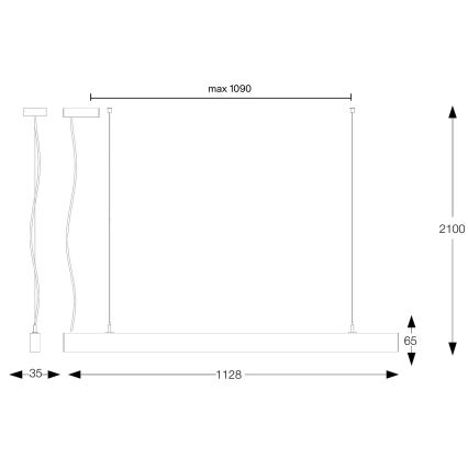 Ideal Lux - LED-pendel med vajer OFFICE LED/30W/230V 3000K CRI 90 svart